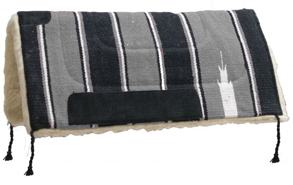 6114M: 30" X 30" Economy style navajo pad with leather wear leathers and fleece bottom Western Saddle Pad Showman Saddles and Tack