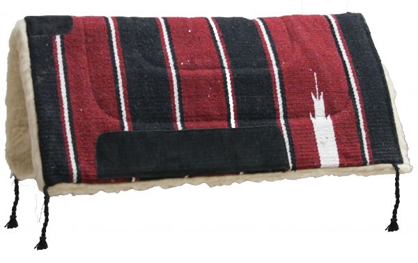 6114M: 30" X 30" Economy style navajo pad with leather wear leathers and fleece bottom Western Saddle Pad Showman Saddles and Tack