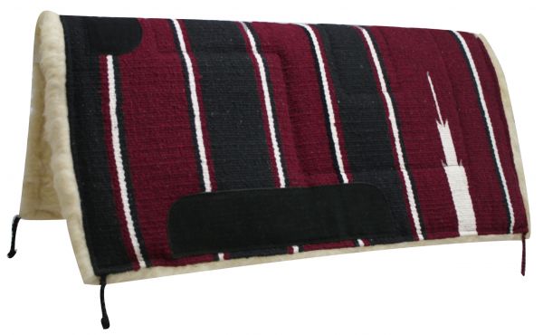 6116: Showman™ 30" x 30" Navajo built up pad with Kodel fleece bottom and suede wear leathers Western Saddle Pad Showman Burgundy