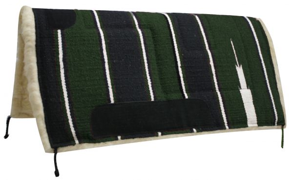 6116: Showman™ 30" x 30" Navajo built up pad with Kodel fleece bottom and suede wear leathers Western Saddle Pad Showman Green