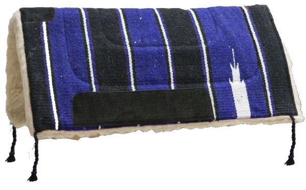6116: Showman™ 30" x 30" Navajo built up pad with Kodel fleece bottom and suede wear leathers Western Saddle Pad Showman Blue
