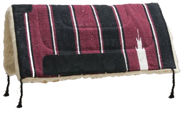 6116M: 30" X 30" Economy style built up Navajo pad with leather wear leathers and fleece bottom Western Saddle Pad Showman Saddles and Tack