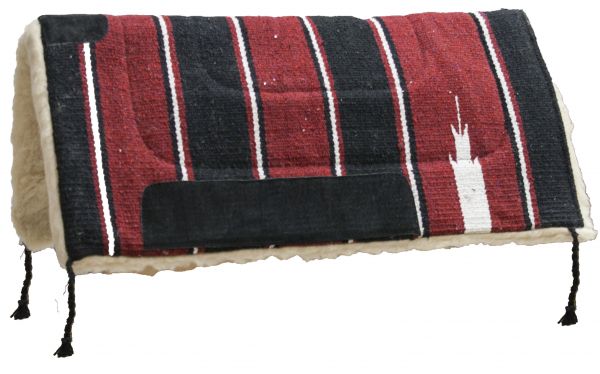 6116M: 30" X 30" Economy style built up Navajo pad with leather wear leathers and fleece bottom Western Saddle Pad Showman Saddles and Tack