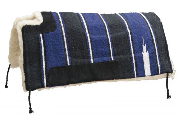 6117: Showman 30" x 30" Navajo cut back saddle pad Kodel fleece and suede wear leathers Western Saddle Pad Showman Blue