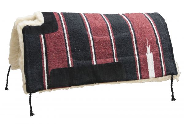 6117: Showman 30" x 30" Navajo cut back saddle pad Kodel fleece and suede wear leathers Western Saddle Pad Showman Red