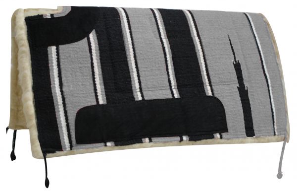 6117: Showman 30" x 30" Navajo cut back saddle pad Kodel fleece and suede wear leathers Western Saddle Pad Showman Gray