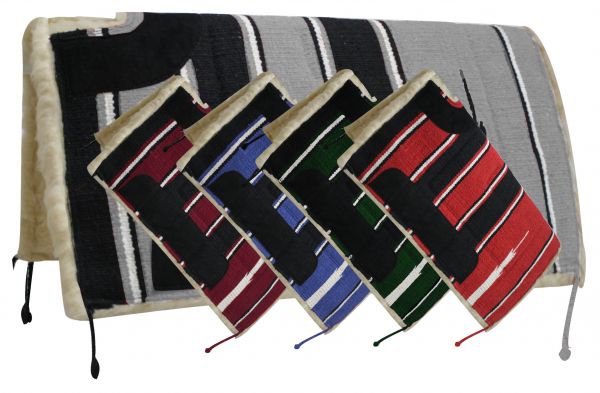 6117: Showman 30" x 30" Navajo cut back saddle pad Kodel fleece and suede wear leathers Western Saddle Pad Showman