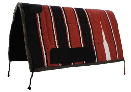 6118: Showman 30" x 30" Navajo saddle pad with felt bottom and suede wear leathers Western Saddle Pad Showman Burgundy