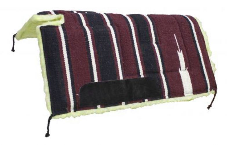6133: Showman™ 30" x 30" Navajo built up cut back pad with Kodel fleece bottom and suede wear leat Western Saddle Pad Showman