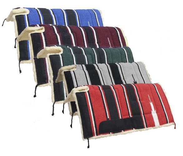 6133: Showman™ 30" x 30" Navajo built up cut back pad with Kodel fleece bottom and suede wear leat Western Saddle Pad Showman