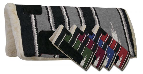 6136M: 20" x 20" Economy Navajo mini pad with fleece bottom and suede wear leathers Western Saddle Pad Showman Saddles and Tack