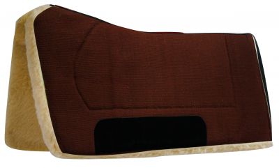 6140: Showman™ 32" x 32" contoured pad with Kodel fleece bottom and suede wear leather Western Saddle Pad Showman