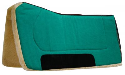 6140: Showman™ 32" x 32" contoured pad with Kodel fleece bottom and suede wear leather Western Saddle Pad Showman