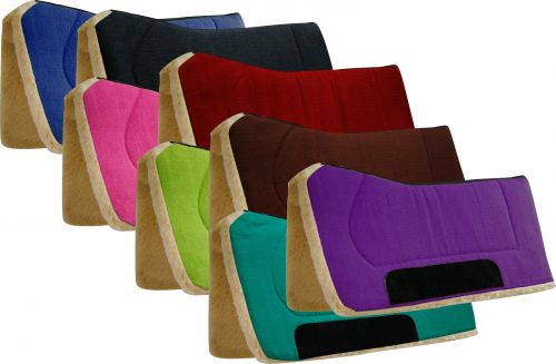 6140: Showman™ 32" x 32" contoured pad with Kodel fleece bottom and suede wear leather Western Saddle Pad Showman