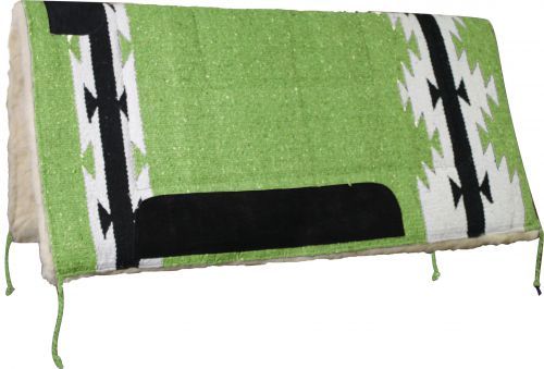 6143: Showman™ 32" X 32" Deluxe Saddle Pad with Kodel Fleece Bottom and Navajo Design Western Saddle Pad Showman Lime