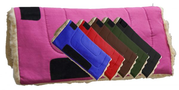 6192: Showman™ 32" x 32" Heavy Canvas "Work" top pad features Kodel fleece bottom with suede leath Western Saddle Pad Showman