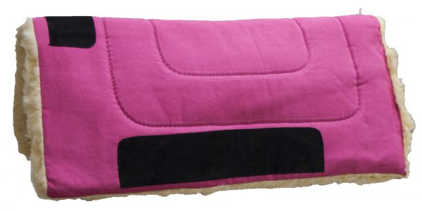 6192: Showman™ 32" x 32" Heavy Canvas "Work" top pad features Kodel fleece bottom with suede leath Western Saddle Pad Showman