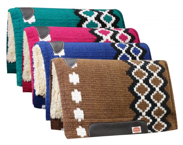 6201: Showman™ 36" x 34" 100% Wool Top Cutter Style Saddle Pad with Kodel Fleece Bottom Western Saddle Pad Showman