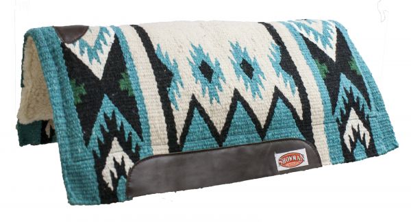 6202: Showman™ 36" x 34" 100% Wool Top Cutter Style Saddle Pad with Kodel Fleece Bottom and Top Gr Western Saddle Pad Showman