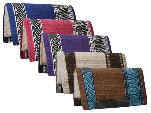 6205: 36" x 34" 100% Wool Top Cutter Style Saddle Pad with Kodel Fleece Bottom Western Saddle Pad Showman Saddles and Tack