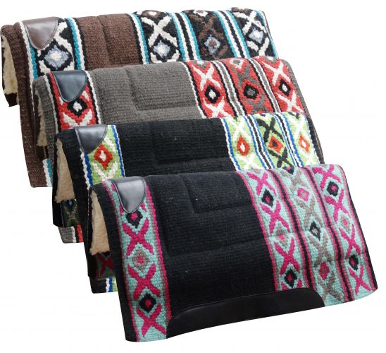 6224: Showman® 36" x 34" 100% woven wool top pad with fleece bottom Western Saddle Pad Showman