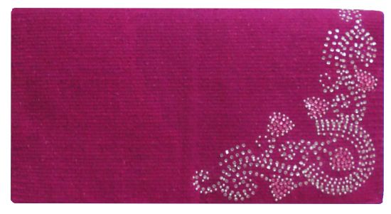 6251: Showman® 38"x 34" 5lb 100% Woven New Zealand wool saddle blanket with crystal rhinestone hea Saddle Blanket Showman