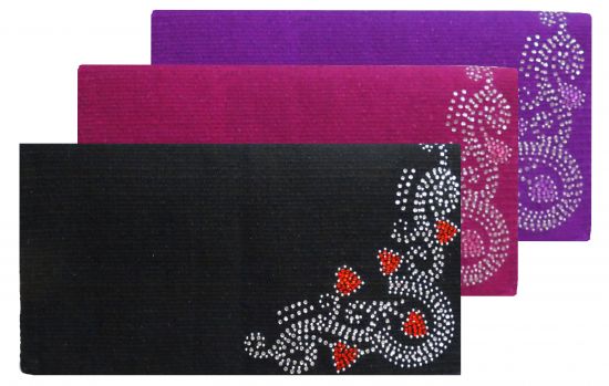 6251: Showman® 38"x 34" 5lb 100% Woven New Zealand wool saddle blanket with crystal rhinestone hea Saddle Blanket Showman