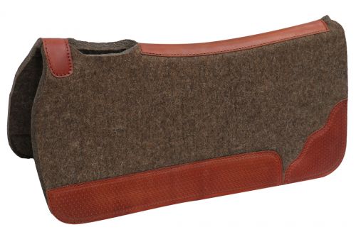 6272: Showman ® 32” x 32” x 1" 100% Mohair Wool saddle pad with basket tooled wear leathers Western Saddle Pad Showman