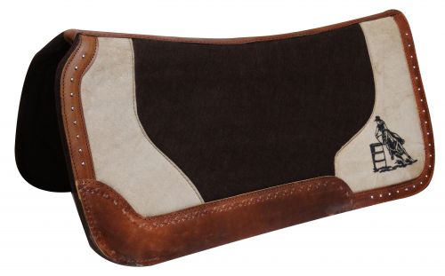 6289: Showman ® 31" x 31" Dark brown felt pad with barrel racer embroidery Western Saddle Pad Showman