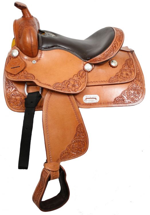 637313: 13" Double T youth saddle with top grain smooth leather seat Youth Saddle Double T