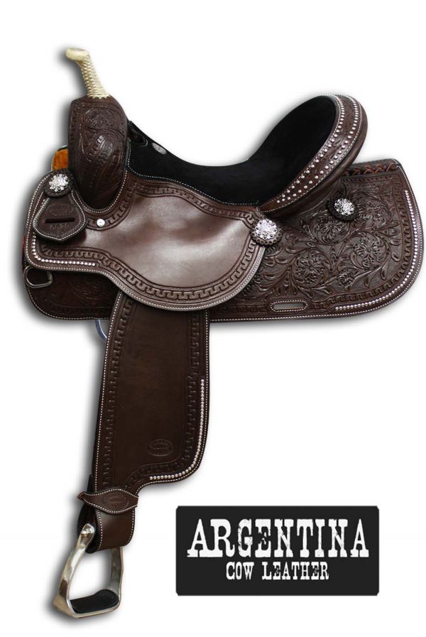 6529: 14",15",16" Showman™ Argentina Cow Leather Round Skirt Saddle Primary Showman