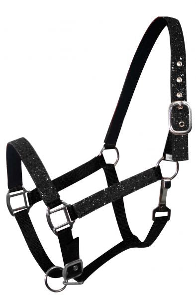 6552: Average horse size nylon halter with neoprene lined nose and crown Nylon Halter Showman Saddles and Tack