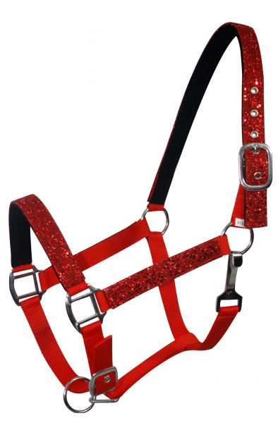 6552: Average horse size nylon halter with neoprene lined nose and crown Nylon Halter Showman Saddles and Tack