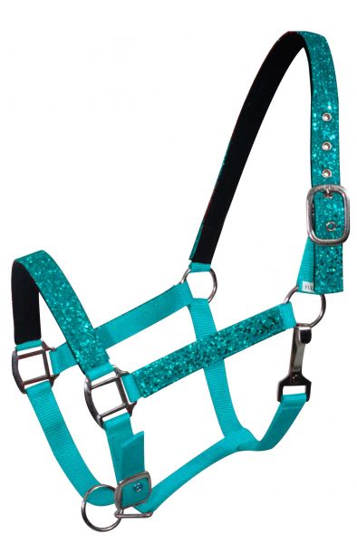 6552: Average horse size nylon halter with neoprene lined nose and crown Nylon Halter Showman Saddles and Tack