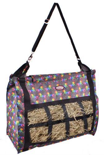 66-6728-U: Showman ® Unicorn printed nylon slow feed hay tote Hay Feeder Showman
