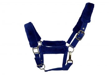 6669X: Fleece Covered Nylon halter with crown adjustment and throat snap Nylon Halter Showman Saddles and Tack