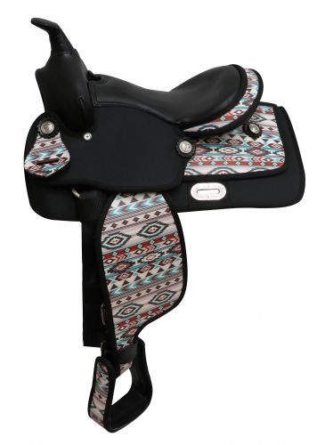 669412: 12" Economy synthetic saddle with Navajo print Youth Saddle Showman Saddles and Tack