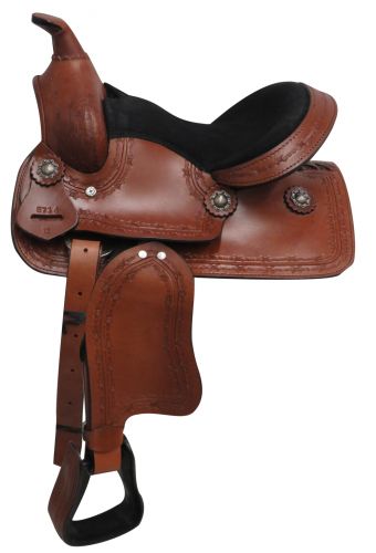 671412: 12" Economy Pony/Youth saddle with barbed wire design Youth Saddle Showman Saddles and Tack