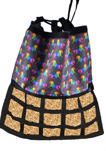 68-7426-U: Showman® Unicorn printed nylon Scratch less Slow Feed Hay Bag Hay Feeder Showman