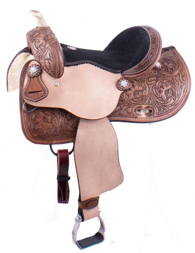 6906: 12", 13" Double T Youth Barrel Saddle - Crystal Rhinestones Youth Saddle Double T