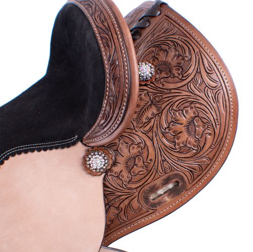 6906: 12", 13" Double T Youth Barrel Saddle - Crystal Rhinestones Youth Saddle Double T