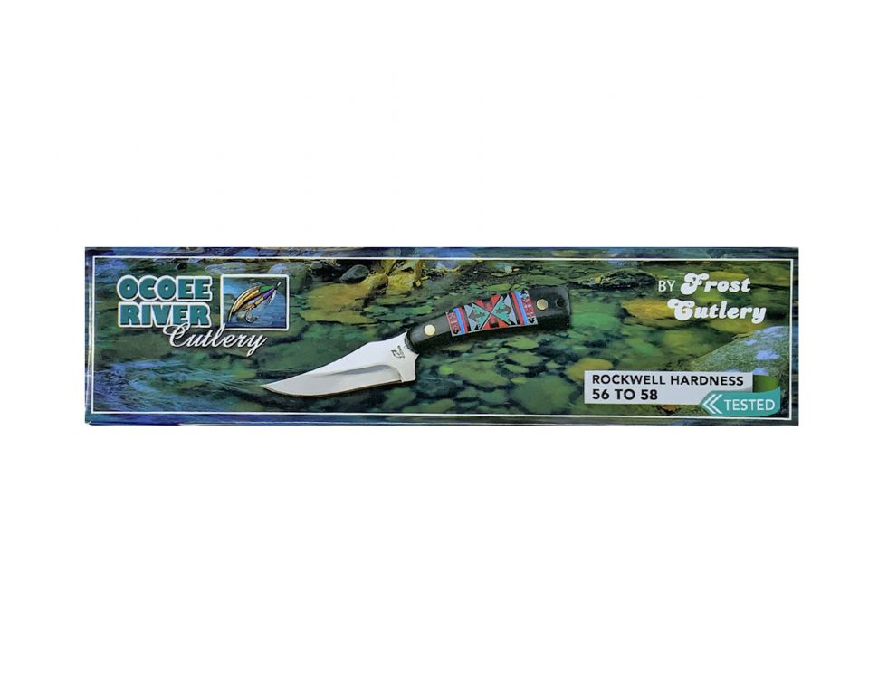 7" Ocoee River Knife with 3" Blade and Black Aztec Pattern on Handle Default Shiloh