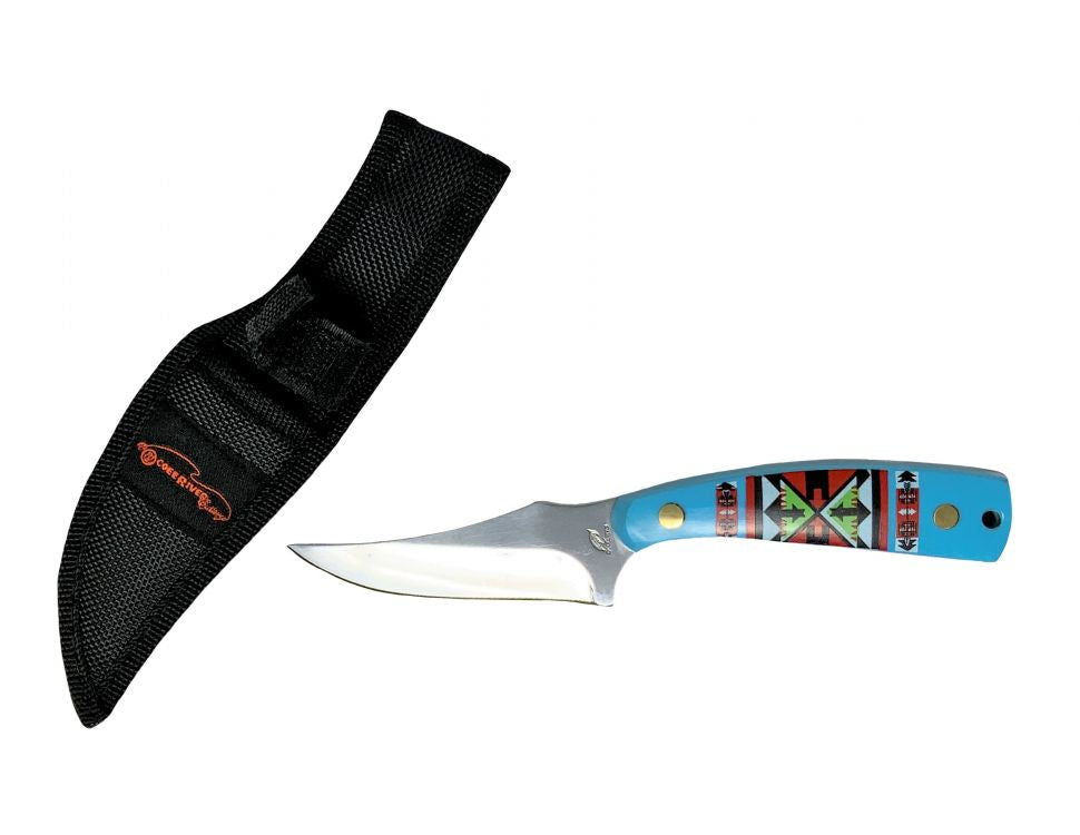 7" Ocoee River Knife with 3" Blade and Blue Aztec Pattern on Handle Default Shiloh