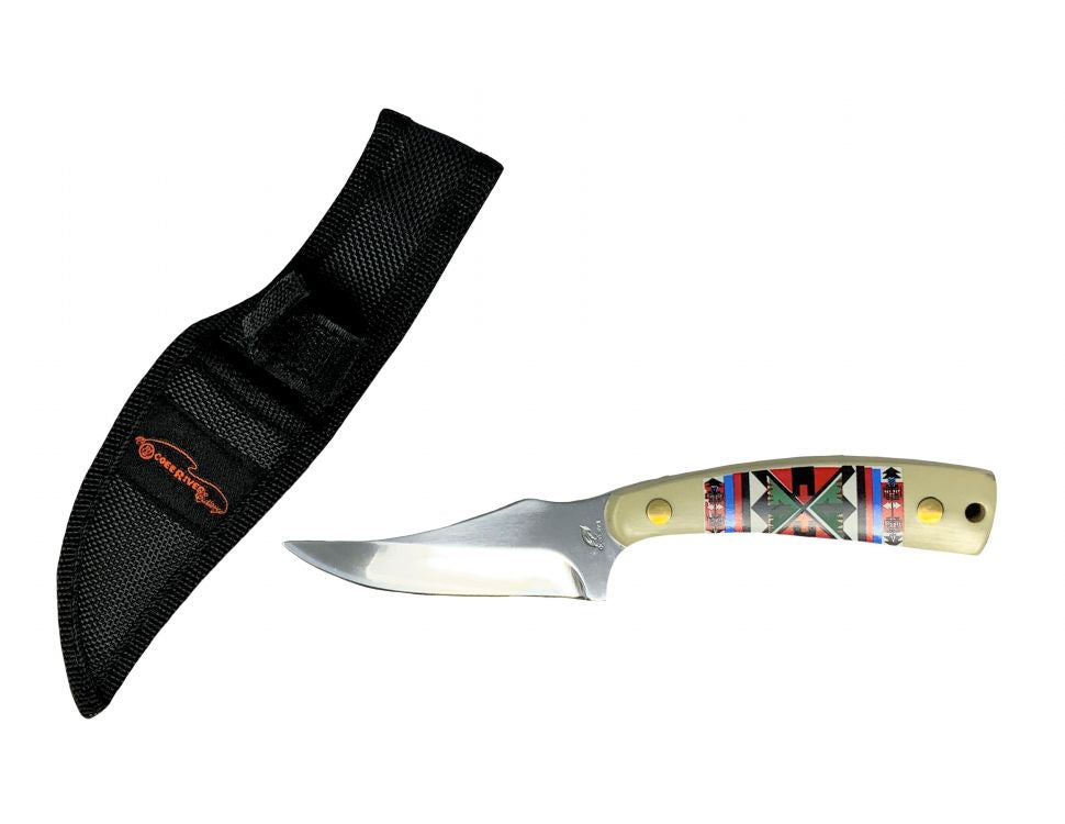 7" Ocoee River Knife with 3" Blade and White Aztec Pattern on Handle Default Shiloh