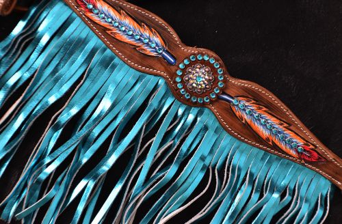 7041: Showman ® "Light as a Feather" browband headstall and breast collar set Headstall & Breast Collar Set Showman