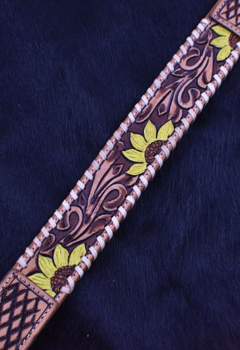 7047X: Showman ® Hand Painted Sunflower One Ear Headstall and Breastcollar Set Headstall & Breast Collar Set Showman