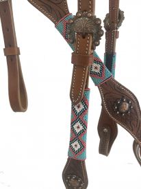 7084: Showman ® One Ear Beaded Headstall & Breast Collar Set Headstall & Breast Collar Set Showman