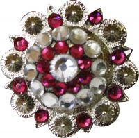 7129: Showman™ Silver concho with pink and clear crystal rhinestones, these conchos measure 1 1/2" Replacement Conchos Showman