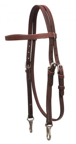 72009: Showman ® Oiled harness leather headstall with stainless steel snaps Primary Showman