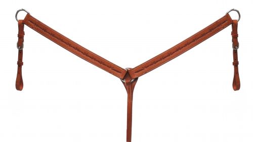 72016: Showman ® Argentina cow leather breast collar with barbed wire tooled design Breast Collar Showman